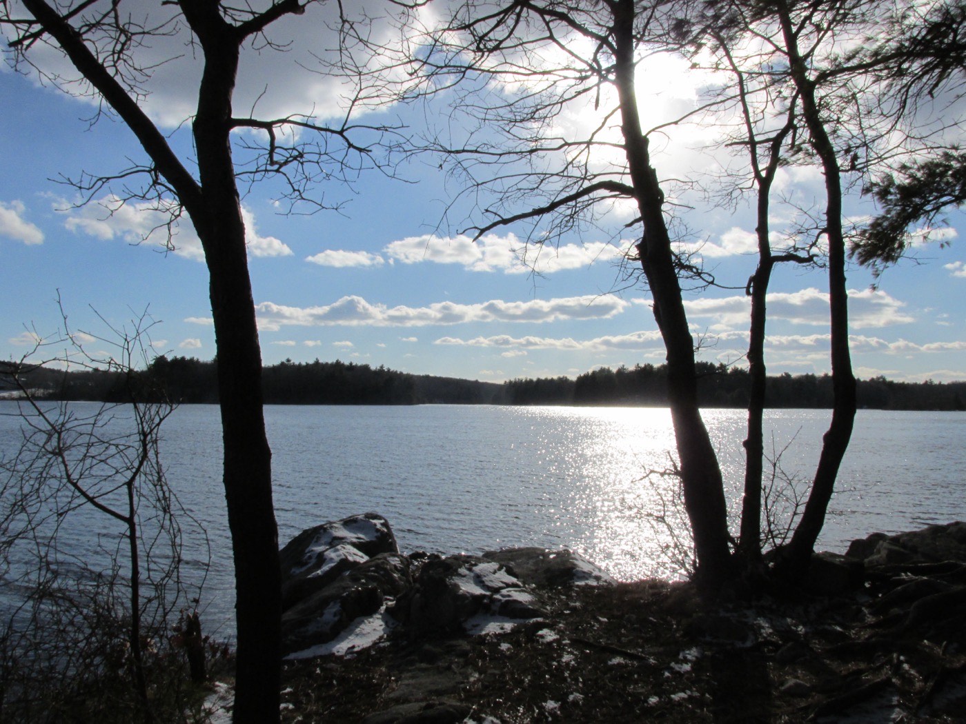 Aaron River Reservoir in Cohasset, Massachusetts, one of the surface water sources feeding the Cohasset Water Department's system